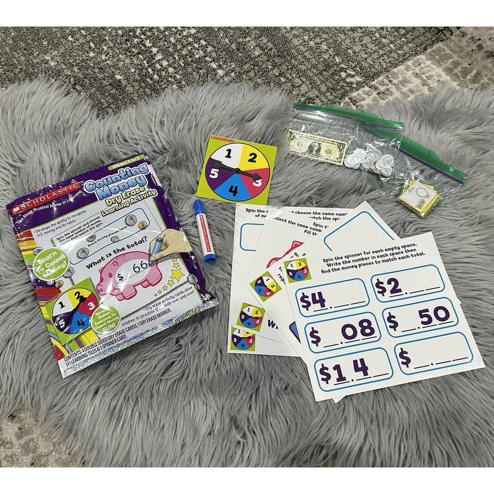 Scholastic Counting Money Dry Erase Learning‎ Activity Set K-2